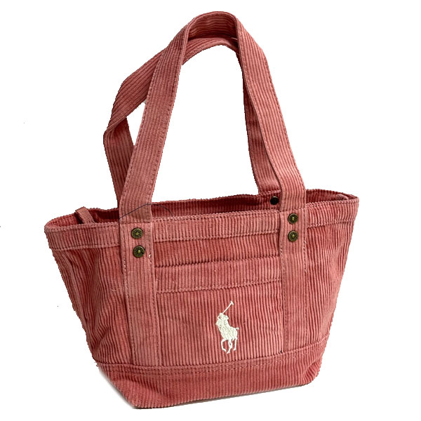 ラルフローレン ポロ ラルフローレン POLO RALPH LAUREN トートバッグ CORDUROY MINI TOTE コーデュロイ ミニ トート レディース 2AR098 AGF TICKLED PINK WHITE ピンク