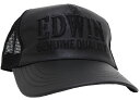 【ゾロ目クーポン11%割引★4/30まで】EDWN エドウィン キャップ メッシュキャップ 合皮 刺繍ロゴ ブラック 57～59cm対応 サイズ調節可能 カジュアル 【あす楽対応】【楽ギフ_包装】