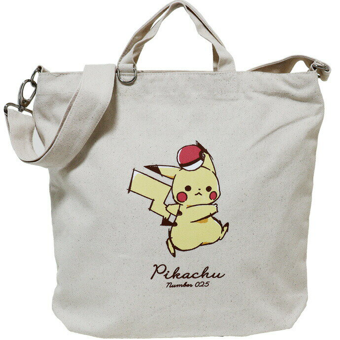 【クーポン10%割引 10/26 8:59まで】【送料無料 ゆうパケット発送限定品】Pokemon pikachu ポケモン ピカチュー カジュアル トートバッグ ショルダーバッグ 2WAY レディース アイボリー A4サイズ 【楽ギフ_包装】