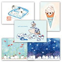 ポストカード 5枚セット 夏2 ◆ゆうパケット対応◆ ペンギン ことり 小鳥 雑貨 グッズ 5柄 イラスト かわいい 鳥柄 水彩画 サマー シーズン 季節 ハガ...