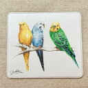 水彩画マウスパッド セキセイインコ ◆ゆうパケット対応◆ ことり 小鳥 雑貨 グッズ 角型 角丸 合成皮革 イラスト 鳥柄 おしゃれ クール かっこいい 止まり...