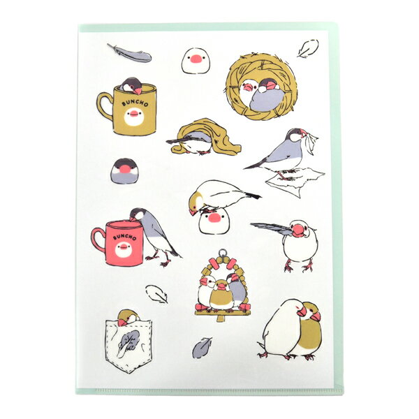 A4クリアファイル 文鳥 ◆ゆうパケット対応◆ ことり 小鳥 雑貨 グッズ A4サイズ タテ 鳥柄 イラスト かわいい おしゃれ ユニーク クリアホルダー 書類入れ プリント入れ ステーショナリー 文具 文房具 オリジナル【ことりカフェ心斎橋】のサムネイル