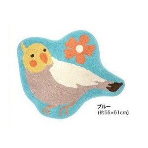 インコマット　★ブルー 　◆　雑貨 インテリア 玄関マット キッチンマット フロアマット オカメインコ セキセイインコ【トモ・コーポレーション】のサムネイル