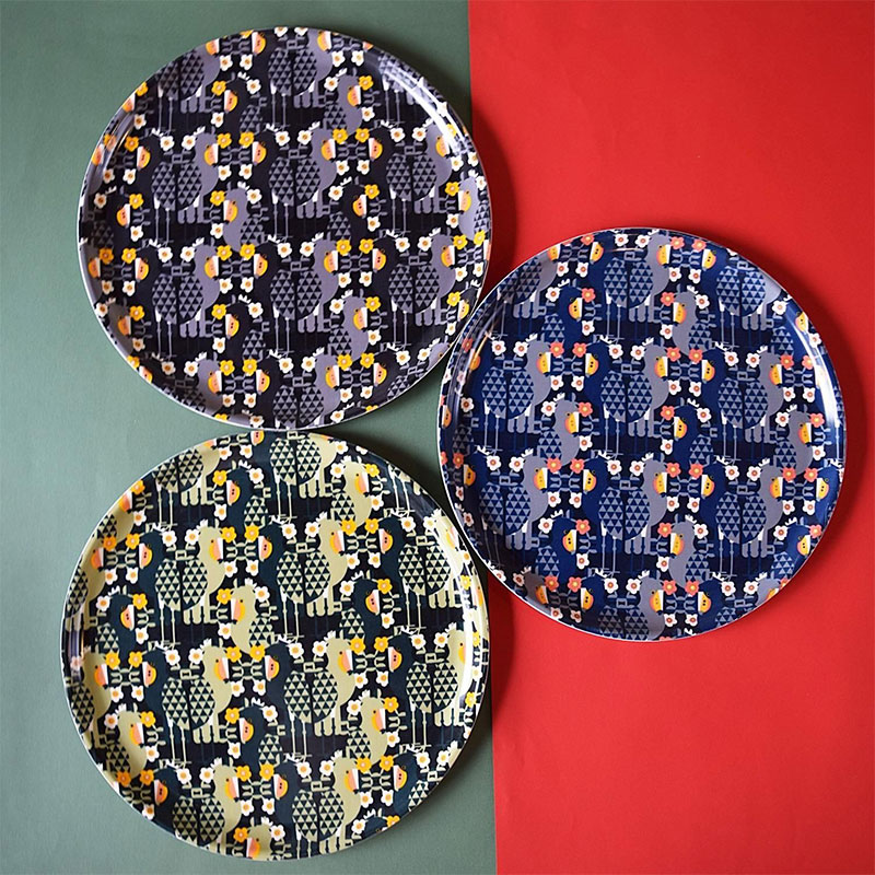 BIGトレー ★花輪とハシビロコウ ◆◆ 小鳥 ことり ハシビロコウ かっこいい 野鳥 文鳥 ボタン 雑貨 インテリア トレー おぼん すべり止め 大皿 キッチン用品 キッチン雑貨 かわいい おしゃれ レトロ シック お盆 ランチョンマット【KOTORITACHI】