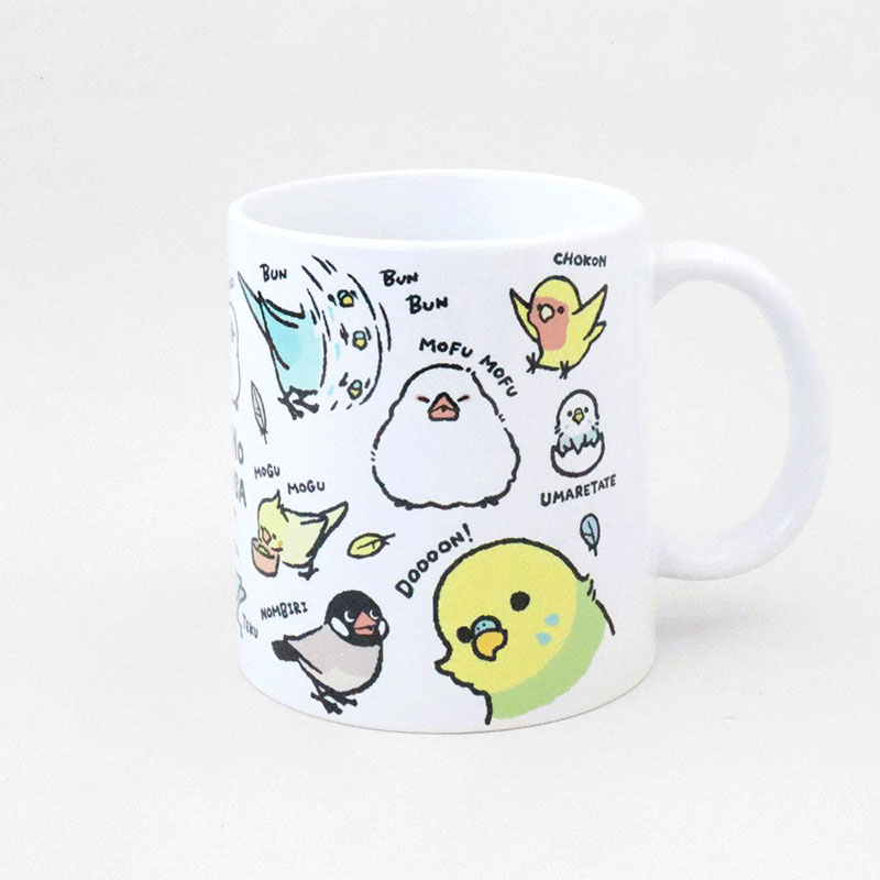 マグカップ TORINOSHIGUSA ★いろいろ　◆◆　ことり 小鳥 雑貨 食器 陶器 カトラリー キッチン用品 コップ マグ ドリンク 飲み物 ギフト カフェ 鳥モチーフ セキセイ オカメ インコ コザクラ 文鳥 プレゼント 可愛い シンプル 350ml 電子レンジ【BIRDSTORY】のサムネイル