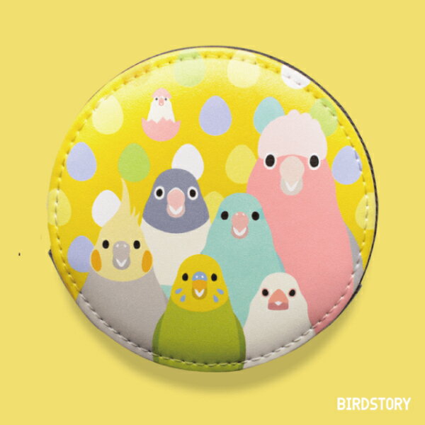 【BIRDSTORY】コインケース　★SMILE BIRD　イエロー　◆ クリックポスト対応 ◆ 雑貨 ステーショナリー コインケース コインパース 小物入れ イヤホンケース 小銭入れ 財布 ポーチ ミニポーチ キバタン 文鳥 セキセイインコ オカメインコ コザクラインコ マメルリハ