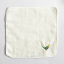 刺繍ミニタオル セキセイインコ グリーン 白 ◆ゆうパケット対応◆ ことり 小鳥 雑貨 グッズ ステーショナリー 文具 学校 ハンドタオル ミニタオル タオルハンカチ ミニハンカチ 携帯タオル 携帯ハンカチ プレゼント ギフト 贈物 刺繍 ワンポイント【BIRDSTORY】