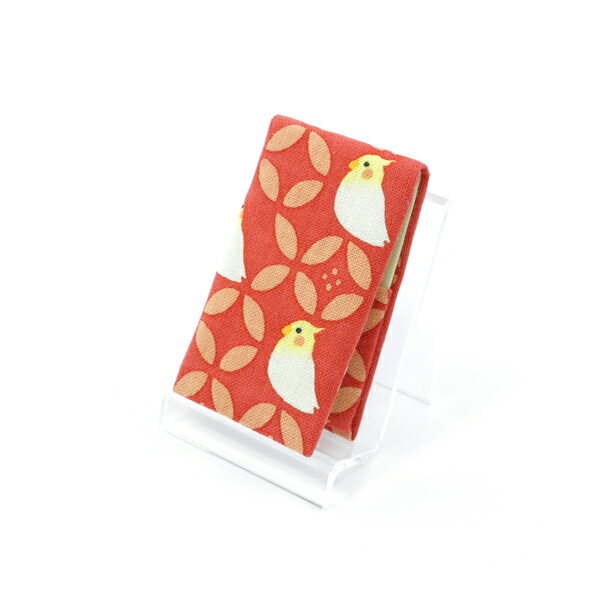 エチケットミラー　七宝インコ　レッド　◆ゆうパケット対応◆　ことり 小鳥 雑貨 手鏡 ミラー ミニ鏡 ミニミラー 携帯ミラー コンパクトミラー 折り畳み 縦型 角型 布製 小さい 軽い つまようじ 爪楊枝 エチケット 身だしなみ 和雑貨 オカメインコ 赤 RE【濱文様】のサムネイル