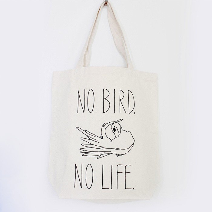 NO BIRD NO LIFE　トートバッグ　★Mサイズ　ことり 小鳥 雑貨 バッグ 帆布バッグ 布バッグ キャンバス トート エコバッグ オカメインコ【ことりちゃん】のサムネイル