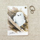 水彩画パスケース シマエナガ ◆ゆうパケット対応◆ ことり 小鳥 雑貨 グッズ アート 水彩 平田幸大 薄型 縦型 ボールチェーン付 イラスト かわいい おしゃ...