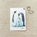 水彩画パスケース ペンギン ◆ゆうパケット対応◆ ことり 小鳥 雑貨 グッズ アート 水彩 平田幸大 薄型 縦型 ボールチェーン付 イラスト かわいい おしゃれ 親子ペンギン 鳥柄 定期入れ 切符入れ カードケース ICカード 電子マネー 通勤 通学【クリエイティブモーション】