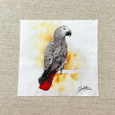 水彩画メガネ拭き ヨウム ◆ゆうパケット対応◆ インコ ことり 小鳥 雑貨 グッズ 15×15 マイクロファイバー 吸水速乾 イラスト 鳥柄 おしゃれ クール ...