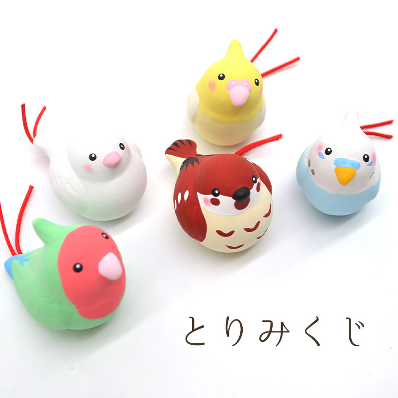 ウービア 切り株にとまるオカメインコ 赤白 15.5×15×38.5㎝ 人形