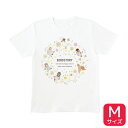 Tシャツ ことりとおはな 文鳥 Mサイズ 男女兼用 ユニセックス ことり 小鳥 雑貨 グッズ ティーシャツ 半そで 半袖 クルーネック 丸首 夏服 活動着 花柄 鳥柄 プリント イラスト アニマル 白地 綿100% コットン【BIRDSTORY】