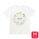 Tシャツ ことりとおはな オカメインコ Mサイズ 男女兼用 ユニセックス ことり 小鳥 雑貨 グッズ ティーシャツ 半そで 半袖 クルーネック 丸首 夏服 活動着 花柄 鳥柄 プリント イラスト アニマル 白地 綿100% コットン【BIRDSTORY】
