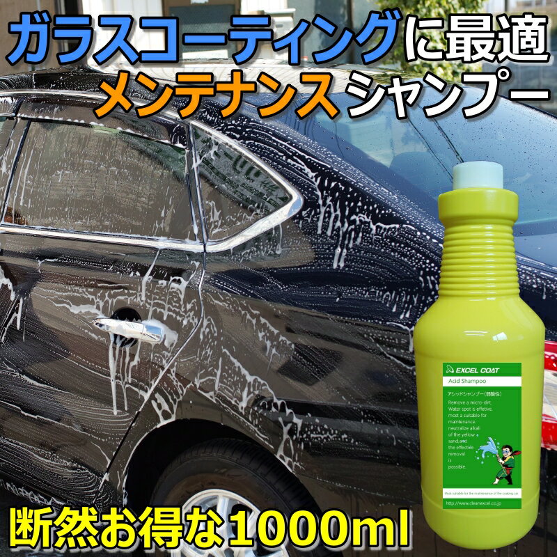 車 洗車グッズ ガラスコーティング メンテナンス カーシャンプー アシッドシャンプー 1000ml 車シャンプー 洗車 弱酸性 業務用 車 車用品 カー用品 カーコーティング剤 コーティング 撥水コーティング 撥水 クリーナー 洗車用品