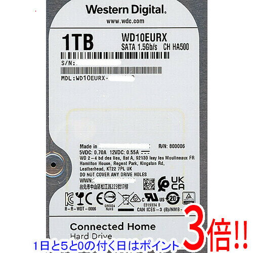 【1日と5.0のつく日、18日はポイント3倍！】Western Digital製HDD WD10EURX 1TB SATA600