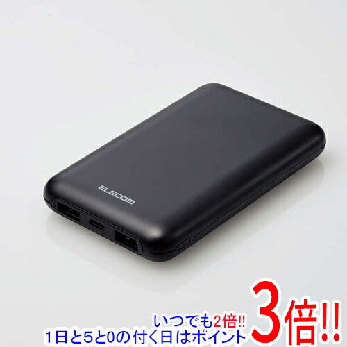 ELECOM 薄型コンパクトモバイルバッテリー 10000mAh DE-C44-10000BK ブラック