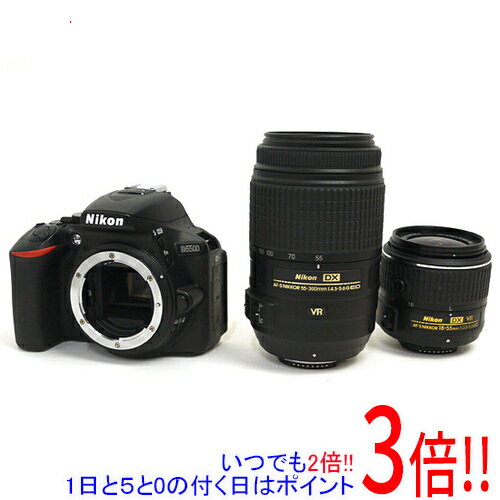 【いつでも2倍！1日と5．0のつく日は3倍！18日も3倍！】【中古】Nikon D5500 ダブルズームキット ブラック 訳あり 元箱あり