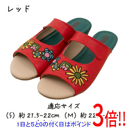 【1日と5.0のつく日、18日はポイント3倍！】JOCOMOMOLA(ホコモモラ) Sサイズ 花の刺繍サンダル ホージャ 屋内・屋外両用 レッド 48636