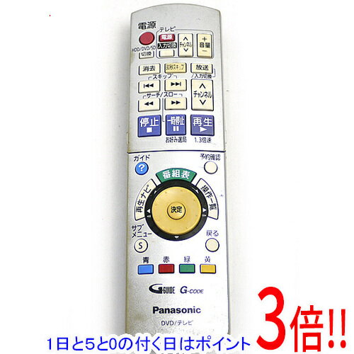 【1日と5.0のつく日 18日はポイント3倍！】【中古】Panasonic DVDレコーダー用リモコン EUR7658Y20 本体いたみ