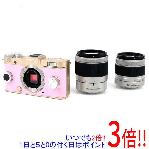 【いつでも2倍！1日と5．0のつく日は3倍！18日も3倍！】【中古】PENTAX Q-S1 ダブルズームキット シャンパンゴールド×ペールピンク