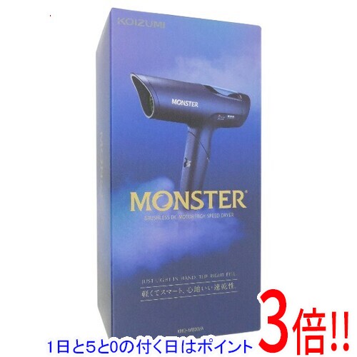 商品名【延長保証対応!!】KOIZUMI BLDCハイスピード ドライヤー モンスター KHD-M800/A ネイビー商品状態新品の商品です。型番モンスター KHD-M800/A [ネイビー]仕様[基本仕様]種類 ヘアドライヤー温風温度 HIGH/HOT：約95度(集風器付、周囲温度30度の場合)風温切替機能 ○自動温度調節機能 ○マイナスイオン ○イオン名称 マイナスイオン冷風 ○折りたたみ ○[電源・電圧]電源・電圧 AC100V 50/60Hzコードの長さ 1.7 m消費電力 1200W[サイズ・重量]サイズ 使用時：187(W)×197(H)×59(D)mm(集風器含まず)/折り畳み時：187(W)×107(H)×59(D)mm重量 約445g(集風器含まず)[カラー]カラー ネイビー[付属品]付属ブラシ数/アタッチメント数 1 個付属ブラシ/アタッチメント 集風器その他※掲載画像は代表画像です。実際の商品と細部が異なる場合がございますので、商品状態につきましては表記の内容をご確認ください。※返品についてはこちらをご覧ください。■延長保証について詳しくは下記をご覧ください。・延長保証（自然故障プラン）のご案内はコチラ・延長保証（物損付きプラン）のご案内はコチラ　