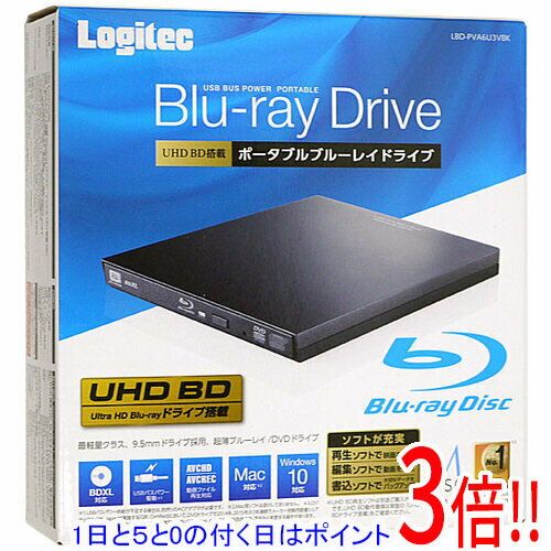 Blu Ray Drive - 【1日と5.0のつく日、18日はポイント3倍！】【中古】Logitec ポータブルBlu-rayドライブ LBD-PVA6U3VBK 元箱あり