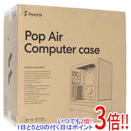 【いつでも2倍！1日と5．0のつく日は3倍！18日も3倍！】Fractal Design ミドルタワー型PCケース Pop Air RGB TG FD-C-POR1A-06 ブラック/クリア