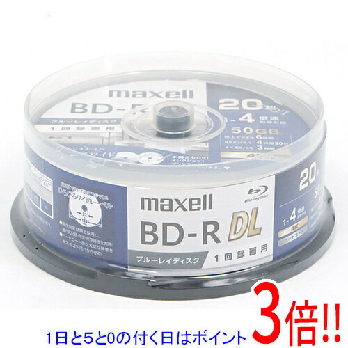 商品名【1日と5.0のつく日、18日はポイント3倍！】maxell 録画用ブルーレイディスク BD-R DL 4倍速 20枚組 BRV50WPG.20SP商品状態 新品 商品名 録画用ブルーレイディスク 型番 BRV50WPG.20SP [BD-R DL 4倍速 20枚組] 仕様 [スペック] メディアタイプ BD-R DL 容量 50 GB 用途 録画用(VIDEO) パッケージ枚数 20 枚 対応書込速度 4 倍速 その他 プリンタブル/片面2層 メーカー maxell その他 ※商品の画像はイメージです。その他たくさんの魅力ある商品を出品しております。ぜひ、見て行ってください。※返品についてはこちらをご覧ください。　