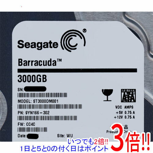 【いつでも2倍！1日と5．0のつく日は3倍！18日も3倍！】SEAGATE製HDD ST3000DM001 3TB SATA600 7200