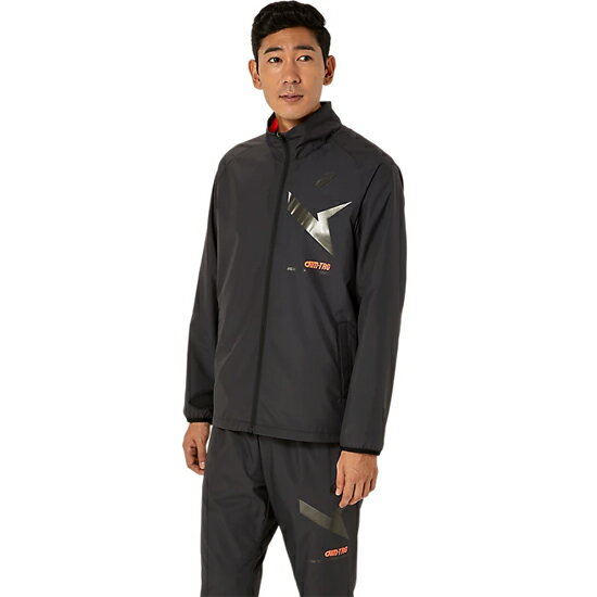 【1日と5.0のつく日、18日はポイント3倍！】asics アシックス L サイズ AIM-TRG裏トリコットウインドブレーカージャケット 2031E730 ブラック×ガンメタル 3
