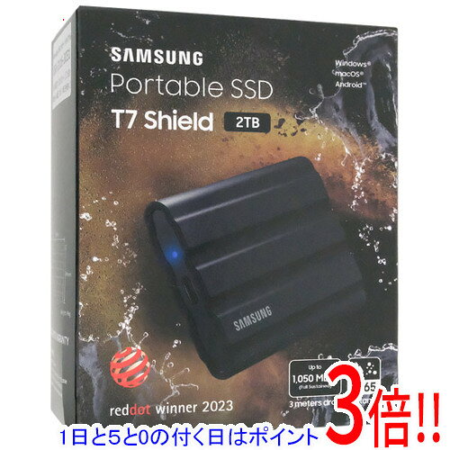 【1日と5.0のつく日、18日はポイント3倍！】【中古】SAMSUNG ポータブルSSD T7 Shield MU-PE2T0S-IT ブラック 2TB 200〜500時間以内 元箱あり