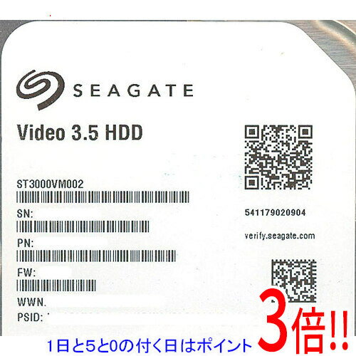 【1日と5.0のつく日、18日はポイント3倍！】【中古】SEAGATE HDD ST3000VM002 3TB SATA600 5900 5000〜6000時間以内
