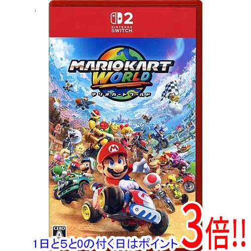 商品名マリオカート ワールド Nintendo Switch 2商品状態新品です。※本商品は、製品の性質上、開封後の返品はお受けできませんのでご了承ください。仕様メーカー:任天堂ジャンル レースCERO 「A」全年齢対象プレイ人数TVモード 1〜4人テーブルモード 1〜4人携帯モード 1人その他人数 TVモード：1〜4人/テーブルモード：1〜4人/携帯モード：1人Nintendo Switch 2 専用 ○オンライン 対応その他※掲載画像は代表画像です。実際の商品と細部が異なる場合がございますので、商品状態につきましては表記の内容をご確認ください。※返品についてはこちらをご覧ください。※プロダクトコードなどのコード付き商品について 有効期限の記載がない商品は有効期限が終了している場合があります。 有効期限につきましては、メーカーにてご確認ください。　