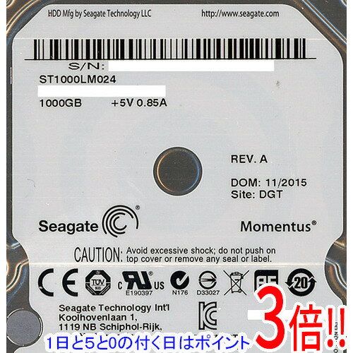 【1日と5.0のつく日、18日はポイント3倍！】【中古】Seagate ノート用HDD 2.5inch ST1000LM024 1TB 9.5..