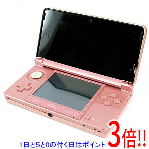 商品名【中古】任天堂 ニンテンドー3DS ミスティピンク CTR-S-PAAA ACアダプター・スライドパッドゴムなし・液晶画面いたみ商品状態動作確認済みの中古品です。※スライドパッドのゴムはありません。※液晶画面に液晶焼けが見られます。※中古品ですので、傷、汚れ等がございます。ご理解の上、ご検討お願いします。商品説明ゲームを3Dで楽しむメガネのいらない3DのDSニンテンドー3DSは、専用のメガネをかけなくても立体映像でゲームが楽しめます。3Dスクリーンではキャラクターが飛び出して見えたり、ずっと奥に広がる空間を感じ取れたり、いままでに体験したころのなかった新しいゲームの世界にプレイヤーを誘います。ニンテンドー3DSソフトはもちろん、これまでのニンテンドーDS/DSiソフトも遊べます。※一部、ニンテンドー3DS本体で使用できないDSソフトや周辺機器があります。※3D対応のニンテンドー3DSソフトのみ、3D表示で遊べます。ニンテンドーDS/DSiソフトは3D表示になりません。商品名ニンテンドー3DS型番CTR-S-PAAA仕様◆上画面液晶サイズ 3.53型液晶画面 裸眼立体視機能付きワイド液晶（約1677万色表示可能）◆下画面液晶サイズ 3.02型液晶画面 タッチ入力機能付き液晶（約1677万色表示可能）使用電池 ACアダプタ WAP-002(JPN)/専用バッテリーパック CTR-003その他機能・カメラ：内側カメラ1個／外側カメラ2個・無線通信：2.4GHz・タッチペン：伸縮可能（伸ばした状態で約10cm）対応ソフト・ニンテンドー3DS専用ソフト・ニンテンドーDS専用ソフト・ニンテンドーDSi専用ソフト入力端子・ゲームカードスロット・SDメモリーカードスロット・充電端子・ACアダプタ接続端子・ヘッドホン接続端子（ステレオ出力）付属品※ACアダプターはありません。※画像のものがすべてです。ご確認後、ご検討お願い致します。その他※掲載画像は代表画像です。実際の商品と細部が異なる場合がございますので、商品状態につきましては表記の内容をご確認ください。※返品についてはこちらをご覧ください。　