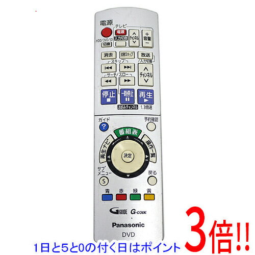 【1日と5.0のつく日、18日はポイント3倍！】【中古】Panasonic DVDレコーダー「DIGA」用リモコン EUR7658YE0