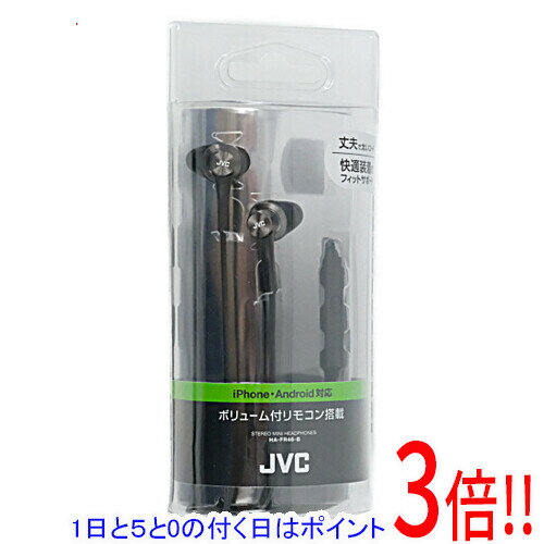 商品名【1日と5.0のつく日、18日はポイント3倍！】JVC ステレオミニヘッドホン HA-FR46-B ブラック商品状態 新品 特長 高精細＆重低音サウンドのスマートフォン対応カナル型イヤホン 商品名 ステレオミニヘッドホン 型番 HA-FR46-B [ブラック] 仕様 [基本仕様] タイプ カナル型 接続タイプ 有線(ワイヤード) 装着方式 両耳 構造 密閉型(クローズド) 駆動方式 ダイナミック型 プラグ形状 ミニプラグ インピーダンス 16 Ω 音圧感度 101 dB 再生周波数帯域 8Hz〜24kHz ドライバサイズ 10 mm コード種類 Y字型 コード長 1.2 m 最大入力 200 mW [機能] マイク ○ リモコン ○ [サイズ・重量] 重量 6.4 g メーカー JVC その他 ※商品の画像はイメージです。その他たくさんの魅力ある商品を出品しております。ぜひ、見て行ってください。※返品についてはこちらをご覧ください。　