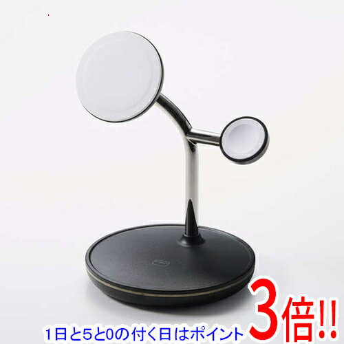 【1日と5.0のつく日、18日はポイント3倍！】ELECOM 3in1ワイヤレス充電スタンドwith MagSafe(15W+5W＋AppleWatch) W-MS07BK ブラック