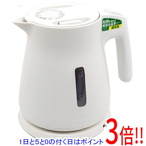 商品名【延長保証対応!!】TIGER 電気ケトル QUICK＆SAFE+ 0.8L PCS-A080-W ホワイト商品状態新品の商品です。型番PCS-A080-W [ホワイト]仕様[基本仕様]タイプ 電気ケトル容量 0.8 L材質 樹脂・プラスチック沸騰時間 カップ1杯分(140ml、水温・室温23度)：59秒/満水：4分(水温・室温23度)注ぎ口形状 三角口電源コード 1 m消費電力 定格消費電力：1300W目盛付き窓 ○[安全機能]蒸気セーブ ○転倒湯漏れ防止 ○空焚き防止 ○[その他機能]コードレス出湯 ○蓋の取り外し ○[サイズ・重量]サイズ 153x166x203(本体のみ)/159x182x203(電源プレート含む) mm重さ 0.64 kg[カラー]カラー ホワイト備考メーカー公表のリコール対象製品には該当しないことを確認済みです。その他※掲載画像は代表画像です。実際の商品と細部が異なる場合がございますので、商品状態につきましては表記の内容をご確認ください。※返品についてはこちらをご覧ください。■延長保証について詳しくは下記をご覧ください。・延長保証（自然故障プラン）のご案内はコチラ・延長保証（物損付きプラン）のご案内はコチラ　