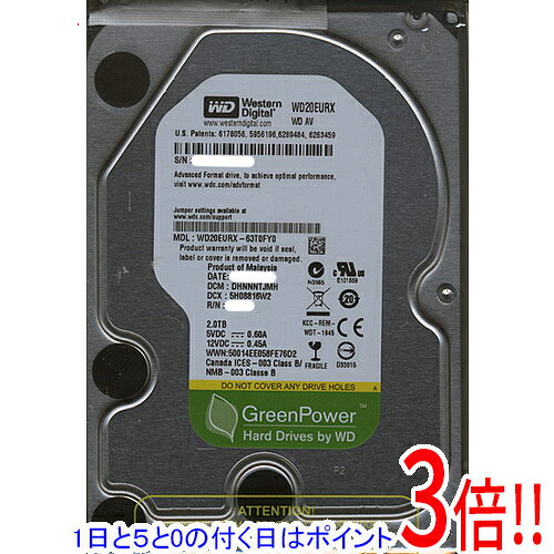 【中古】「未使用品」Western Digital WD20EURX 2TB SATA 6GBS 3.5