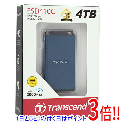 【1日と5.0のつく日、18日はポイント3倍！】Transcend製 ポータブルSSD TS4TESD410C 4TB ダークブルー