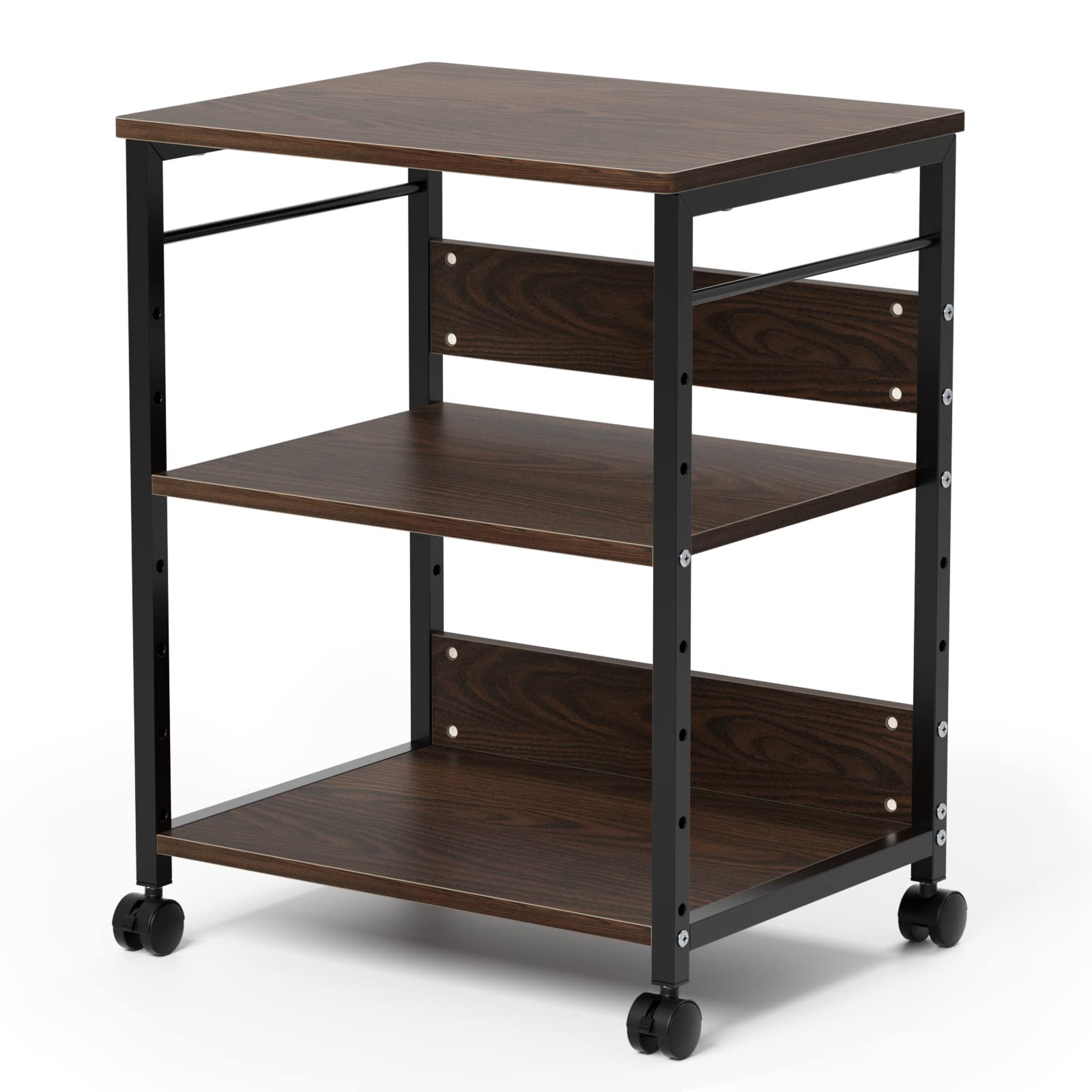 DEWEL プリンタ台 プリンタラック 幅50 奥行40 高さ64cm プリンター ワゴン 棚 3段 サイドワゴン キャ..