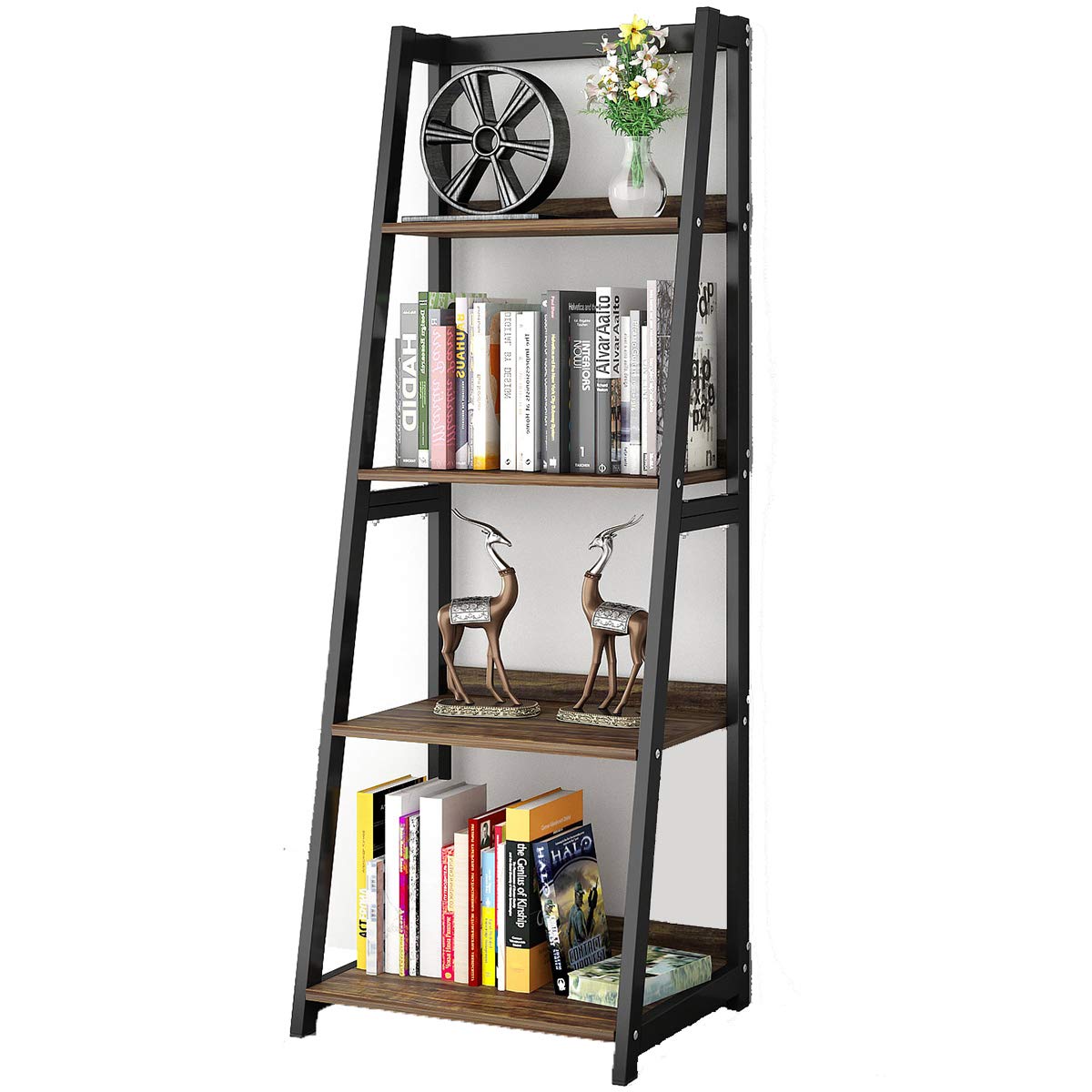 DEWEL 棚 オープンシェルフ ラック スリム 幅50×奥行45×高さ140cm 4段 オープンラック おしゃれ 収納棚..