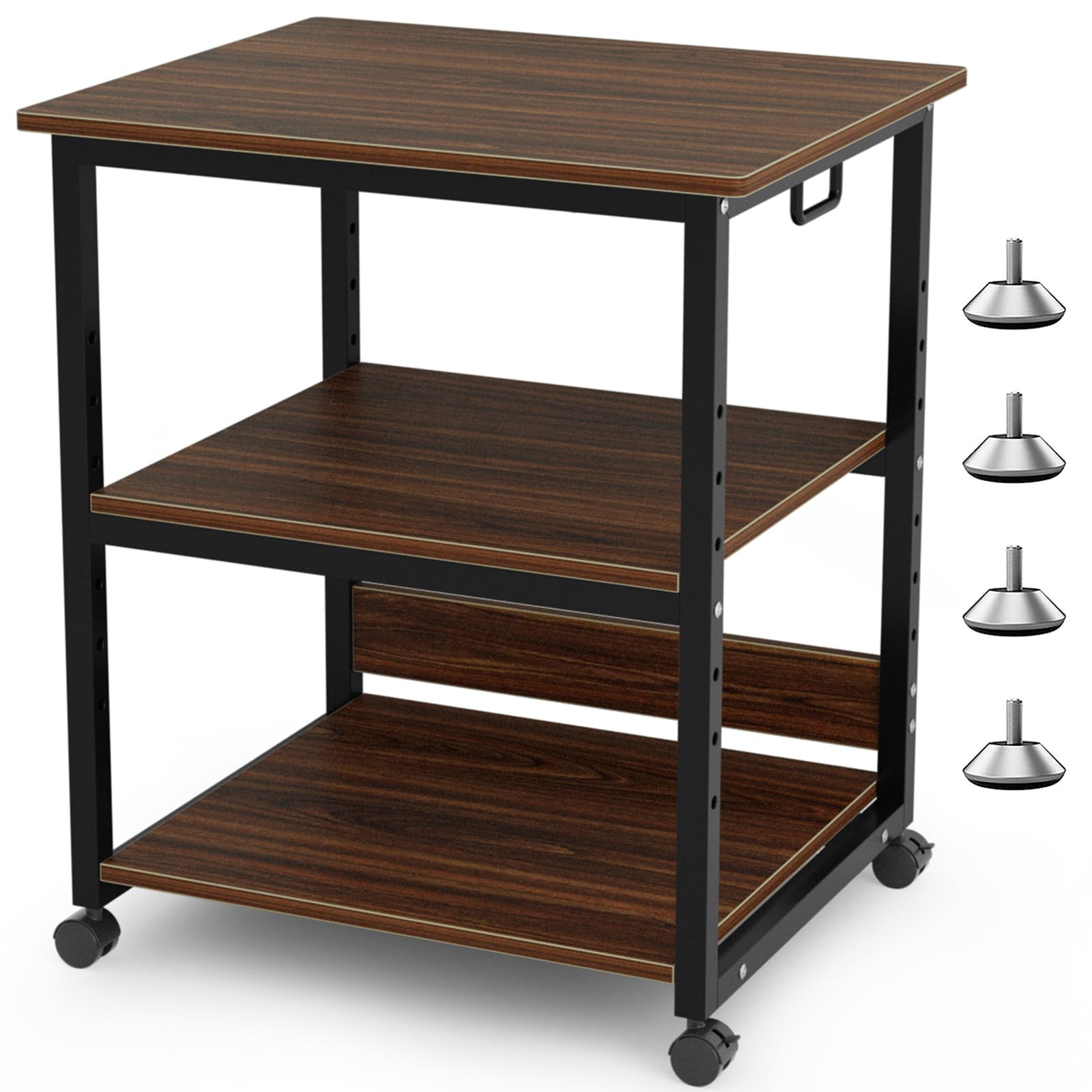 DEWEL プリンタ台 プリンタラック 幅60cm 奥行50cm 高さ70cm 総耐荷重90kg キャスター付き 木製 中棚調..