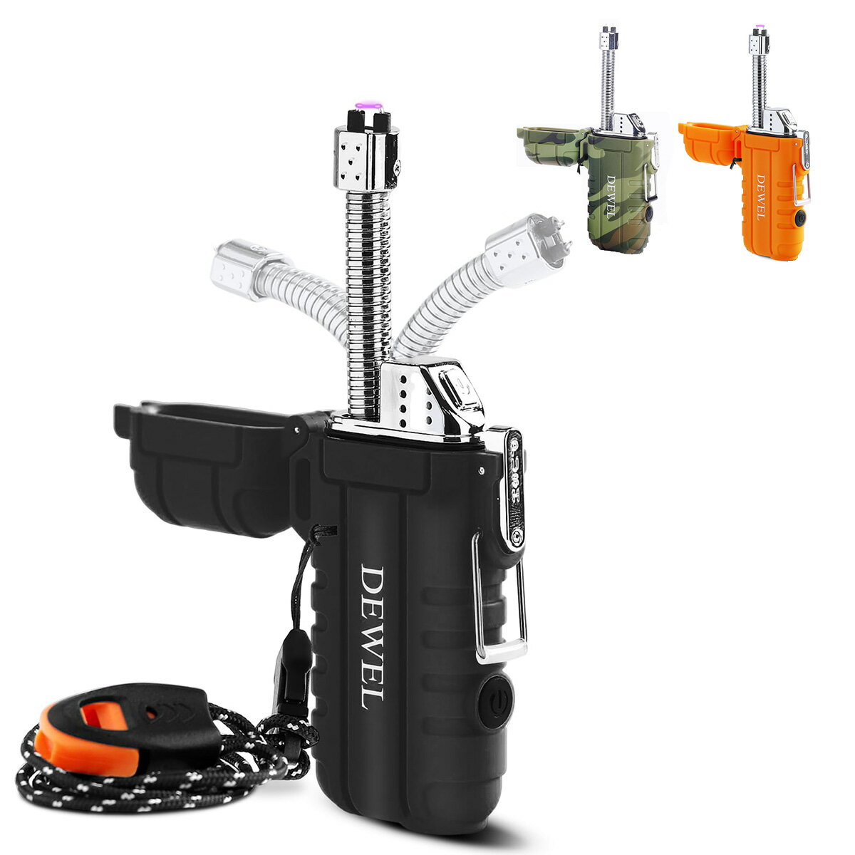 DEWEL 電子ライター ライト付き usb充電 プラズマ アーク ガス不要 防風 静音 屋外使用可 小型 充電式 Type C 防風 軽量 薄型 誕生日 父の日 男性プレゼント