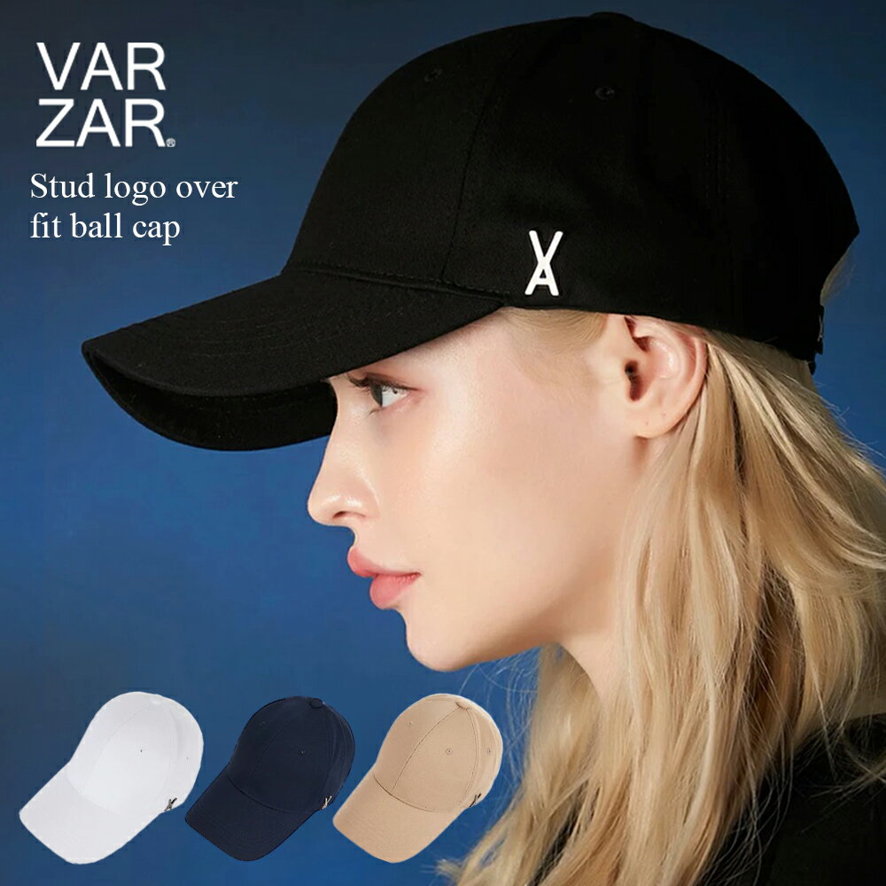  VARZAR バザール 韓国 帽子 キャップ 深め 小顔効果 顔が見えづらい 紫外線対策 レディース メンズ 人気 ファッション Stud logo over fit ball cap スタッズ コットン100％ ユニセックス オーバーフィット
