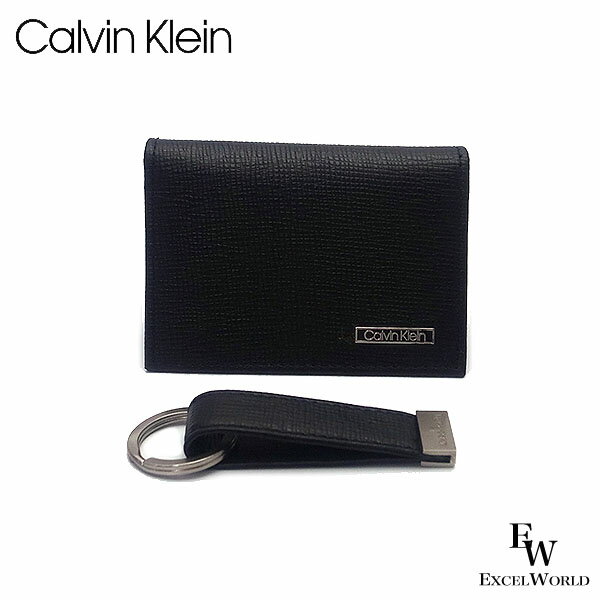 カルバンクライン カードケース Calvin Klein 名刺入れ キーリング 2点セット 小銭入れ付き 31CK330015 専用ボックス付き ブラック エクセルワールド ギフト プレゼントにも メンズ 父の日ギフトにも ブランド 名刺入れ おしゃれ かっこいい財布