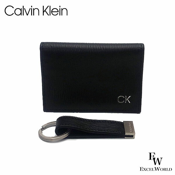 カルバンクライン 名刺入れ（メンズ） カルバンクライン カードケース Calvin Klein 名刺入れ キーリング 2点セット 小銭入れ付き 31CK330017 専用ボックス付き ブラック エクセルワールド ギフト プレゼントにも メンズ 父の日ギフトにも ブランド 名刺入れ おしゃれ かっこいい財布